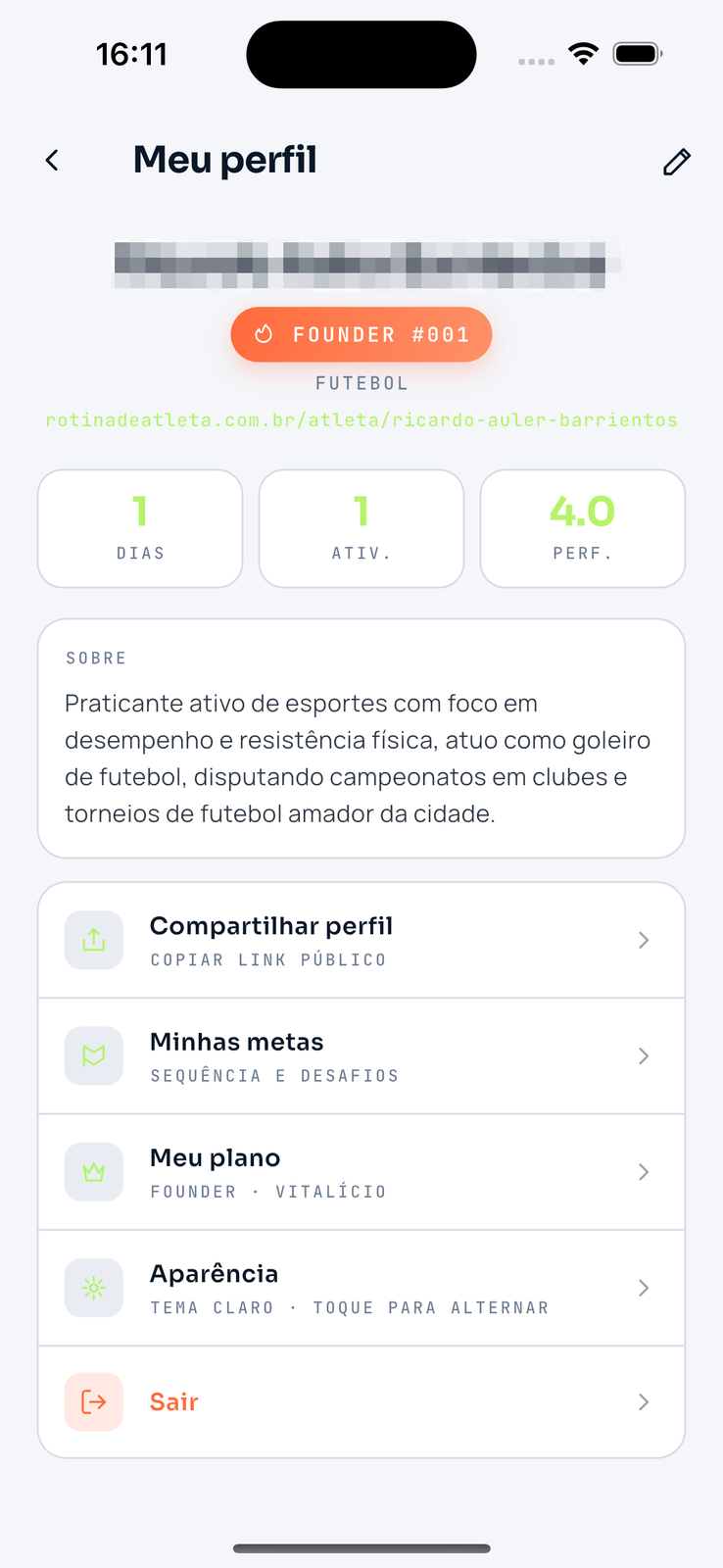 Rotina de Atleta App
